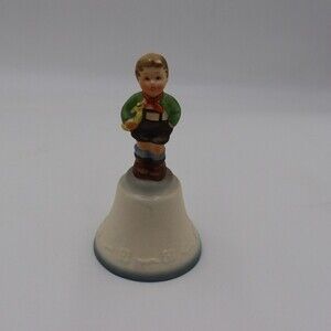 Schmid Bell Boy on Bell Holding Trumpet Horn Bugel Bell Vintage Collectable Bell